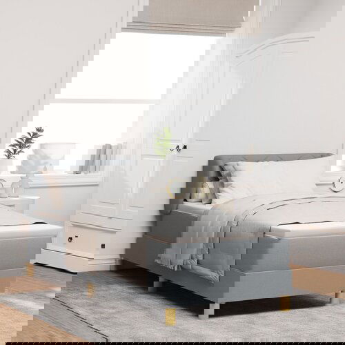 vidaXL Postelja z vzmetnico Svetlo siva 80x200 cm Iz tkanine Cene