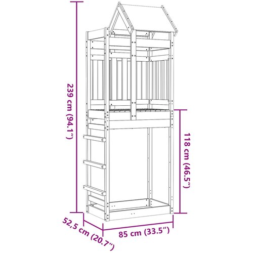  Igraći Toranj Smeđa Solidno Impregnirano Drvo 85 x 52,5 x 239 cm Slike