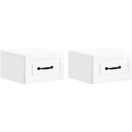  Stenski nočni omarici 2 pcs Bela visok sijaj 34,5 x 33 x 20 cm, (5000233507) Cene