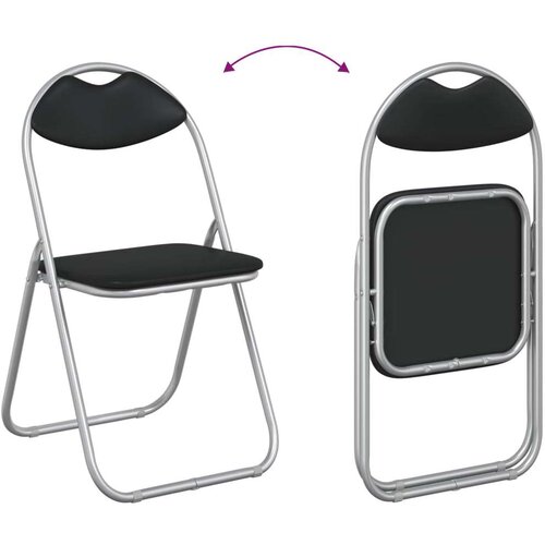  Sklopiva stolica 8 pcs Crna i Siva 48 x 43 5 x 81 cm Lažna koža - Crna i siva 8 Slike