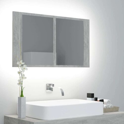 vidaXL LED kopalniška omarica z ogledalom betonsko siva 80x12x45 cm Cene