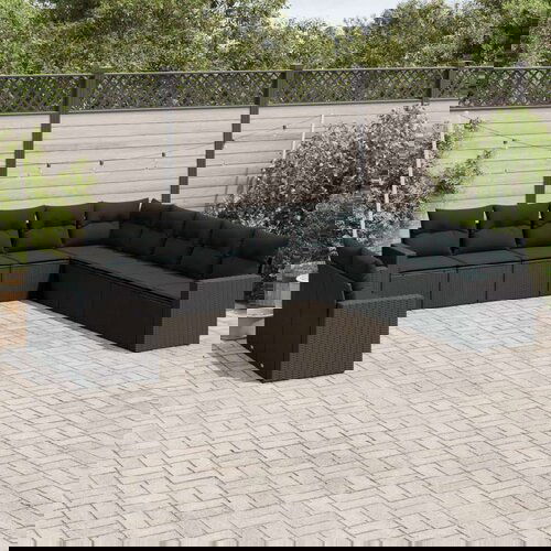 vidaXL 11-dijelni set vrtnih sofa od poliratana s jastucima crni Cene