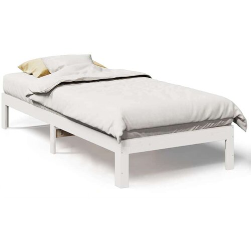 VidaXL Okvir kreveta bez madraca bijeli 90 x 200 cm masivna borovina Slike
