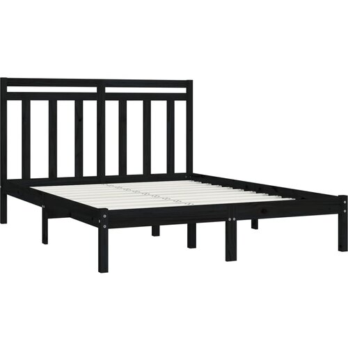  Okvir za krevet od masivnog drva crni 150 x 200 cm veliki Slike