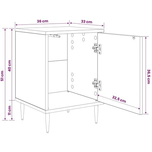  Noćni ormar ESSEN Crni hrast 36 x 33 x 51 cm Konstruirano drvo - Uzorak suncokreta 1 Slike