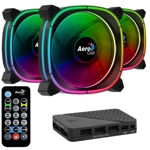 Aerocool ventilator astro 12 omni argb (paket 3) + krmilnik e hub - 120 mm, (21408538) Cene