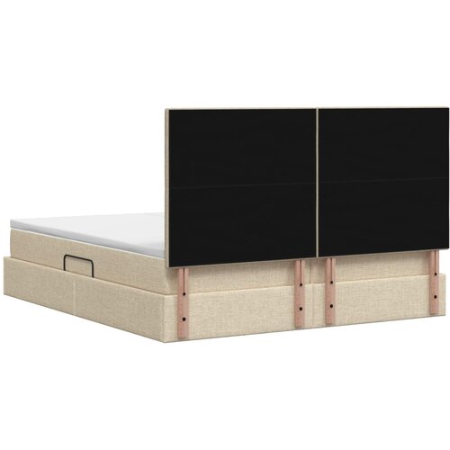  Krevet s od storage s uzglavljem Krem 180 x 200 cm Tkanina Slike