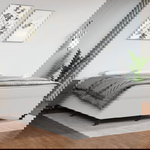 The Living Store Box spring postelja z vzmetnico bel 140x190 cm umetno usnje - Box Spring Postelja, (21516578) Slike