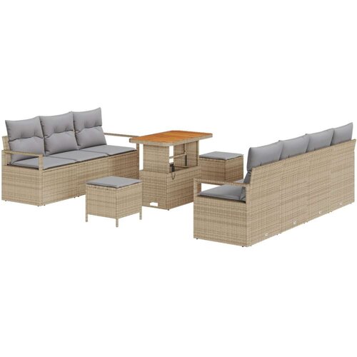  Set vrtnih sofe od 10 komada s jastučićima bež poly rattan akacija 2-sjedalna vrtna sofa s pohranom i jastučićima bež poly ratt Cene