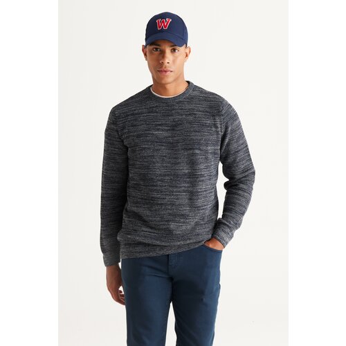 AC&Co / Altınyıldız Classics Men's Navy Blue-Grey Recycle Standard Fit Regular Cut Crew Neck Patterned Knitwear Sweater. Slike