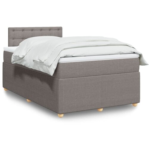 VidaXL Krevet s oprugama i madracem smeđesivi 120 x 200 cm od tkanine Slike