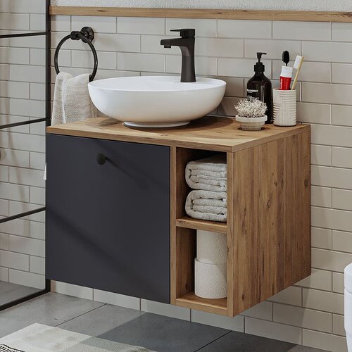 Hanah home kupatilski ormarić sa lavaboom 2452, 65 cm, atlantski bor / antracit Cene