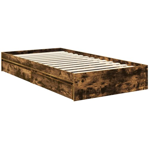 Krevet s od storage s ladicama Dimljeni hrast 100 x 200 cm Smeđa 206 x 102 x 90 cm Slike