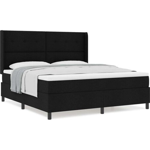  Crni okvir za krevet s madracem 180x200 cm od tkanine Slike