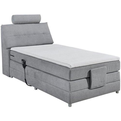 MID.YOU POSTELJA BOXSPRING 120 cm x 200 cm , tekstil, leseni material svetlo siva Cene