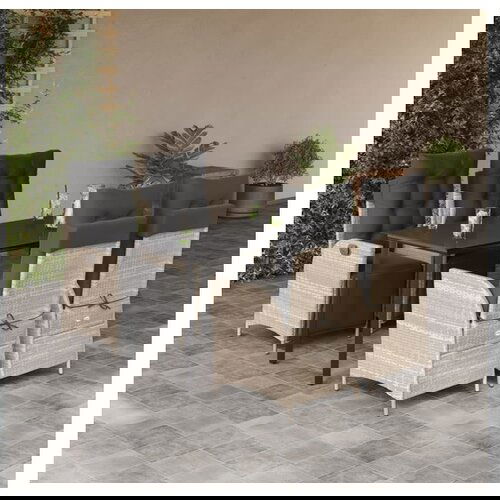 VidaXL 5-dijelni vrtni blagovaonski set od poliratana s jastucima sivi Slike