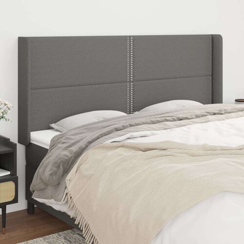  Vzglavje z u&amp;scaron;esi temno sivo 203x16x118/128 cm blago, (20736271) Slike