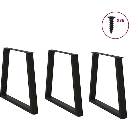 VidaXL Noge za blagovaonski stol V-oblik 3 kom crne 70x(72-73,3) cm Slike