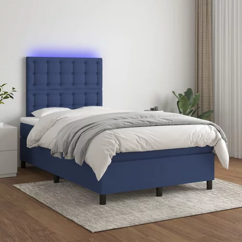  box spring s madracem LED plavi 120 x 200 cm od tkanine