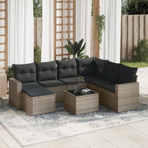 VidaXL 8-dijelni set vrtnih sofa od poliratana s jastucima sivi Slike