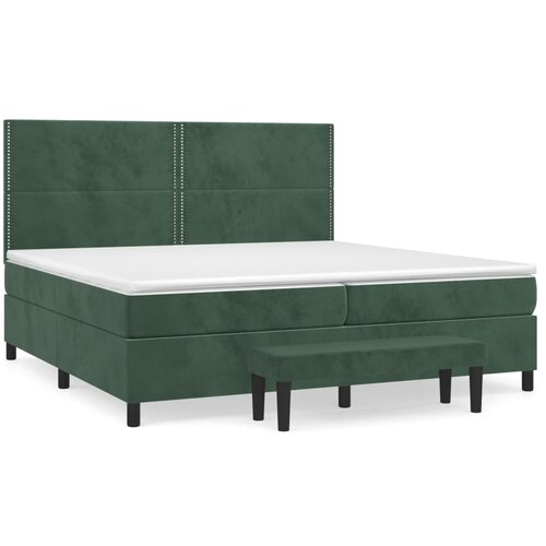 Maison Chic Box spring postelja - Vzmetna postelja z vzmetnico temno zelena 200x200 cm žamet SL8057, (21902742) Cene