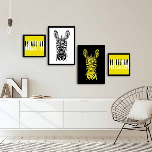Wallity 4PSCT-01 Multicolor Decorative Framed MDF Painting (4 Pieces) Cene