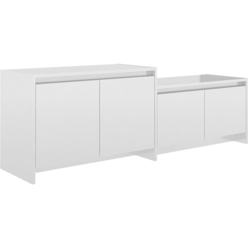 Maison Chic TV omarica - TV stojalo - Televizijska omarica visok sijaj bela 146,5x35x50 cm iverna plo&amp;scaron;ča, (21698914) Slike