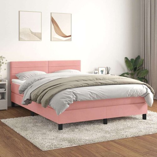  Box spring postelja z vzmetnico roza 140x190 cm žamet Cene