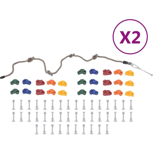 vidaXL Plezalni oprimki z vrvjo 50 kosov večbarvni