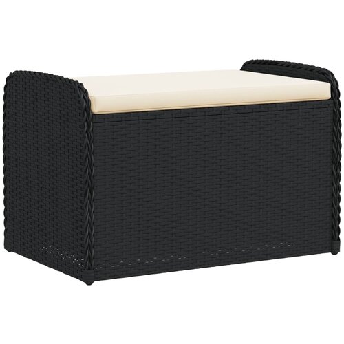 VidaXL Klop z blazino črna 80x51x52 cm poli ratan, (21047118) Slike