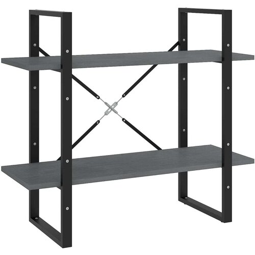 VidaXL Knjižna omara 2-nadstropna siva 80x30x70 cm trdna borovina Slike