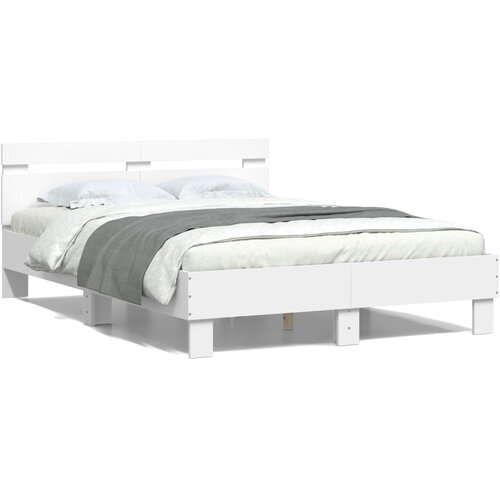 VidaXL Okvir kreveta s uzglavljem i LED bijeli 120 x 200 cm Slike