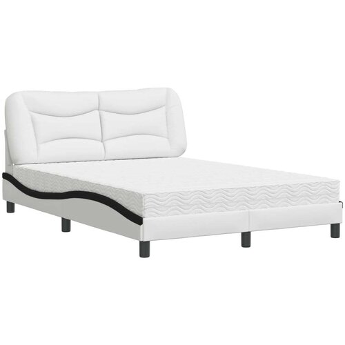 VidaXL Krevet s madracem bijelo-crni 120 x 200 cm od umjetne kože Slike
