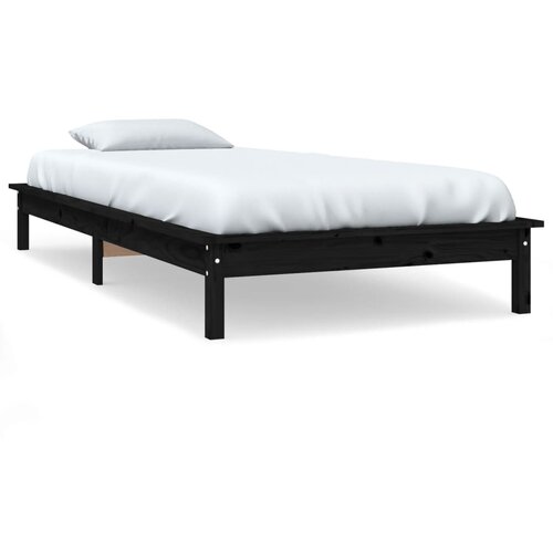 Maison Chic Posteljni okvir - Enojna postelja - Postelja za odrasle črn 100x200 cm trdna borovina-J8330, (21764195) Cene