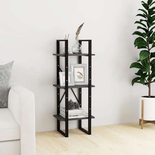  The Living Store Knjižna omara 3-nadstropna siva 40x30x105 cm trdna borovina - Knjižna Omara, (21431455) Slike