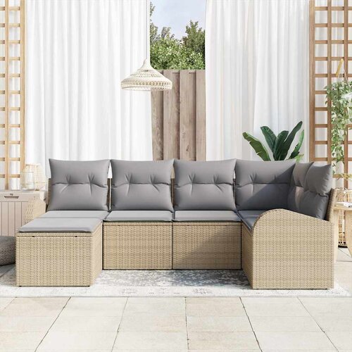  Set sofe 6 kom. Bež i svijetlo siva poliratan 234 x 124 x 85 cm Cene