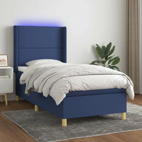  Box spring postelja z vzmetnico LED modra 80x200 cm blago, (20901396)