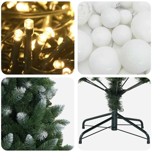  Umjetno božićno drvce s kuglicama 120 cm 150 LED lampica - 120 cm s LED žaruljama i bijelim kuglicama Slike