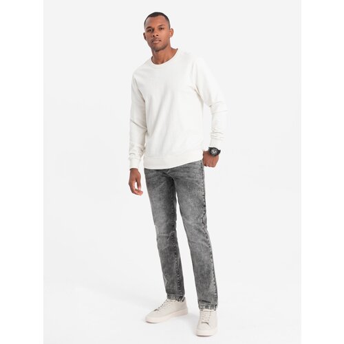 Ombre Spodnie męskie jeansowe STRAIGHT LEG - szare Slike