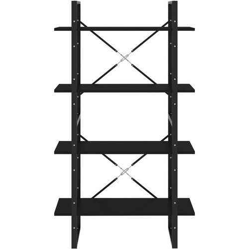 VidaXL Knjižna omara 4-nadstropna črna 80x30x140 cm iverna plo&amp;scaron;ča Slike