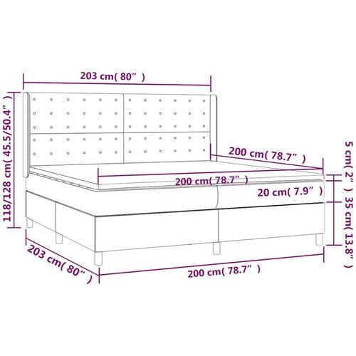  box spring s madracem LED tamnoplavi 200x200 cm bar&amp;scaron;un Slike