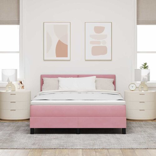  LED Box Spring Krevet s madracem Ružičasta 140 x 190 cm Bar&amp;scaron;un Slike