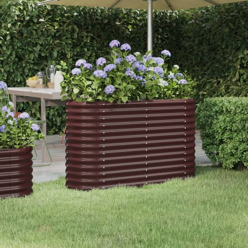 vidaXL visoka greda iz prašno premazanega jekla 114x40x68 cm rjava Cene