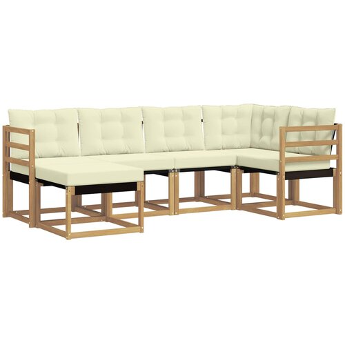 vidaXL Zunanja garnitura za sedenje z blazino 6 pcs Bela in krem, (5000281446) Cene