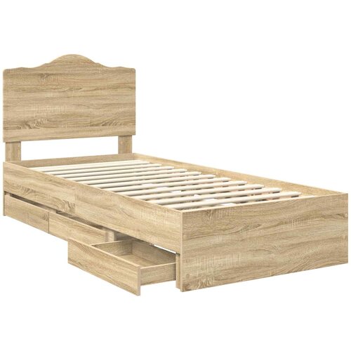  Krevetna konstrukcija s ladicama Sonoma hrast 100 x 200 cm Slike