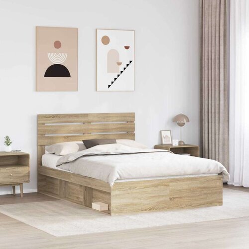  Okvir za krevet s uzglavljem Sonoma hrast 150 x 200 cm Slike