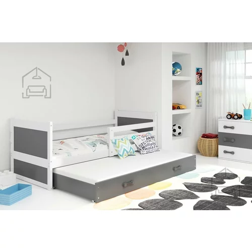 BMS Group Otroška postelja Rico z dodatnim ležiščem - 80x190 cm - bela/grafit