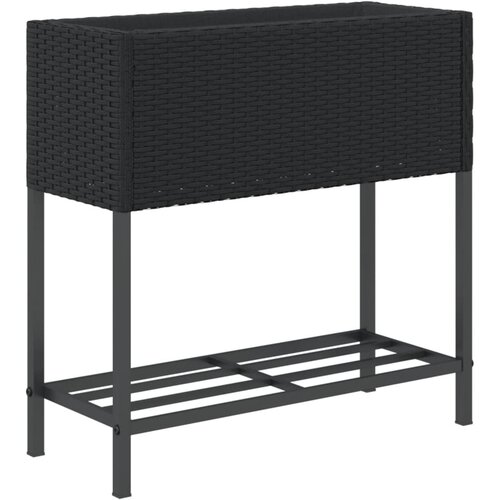  Vrtne sadilice s policom 2 kom crne 70 x 28 x 70 cm poliratan Slike