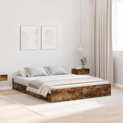  Krevet s ladicama Dimljeni hrast 160 x 200 cm Konstruirano drvo Cijene