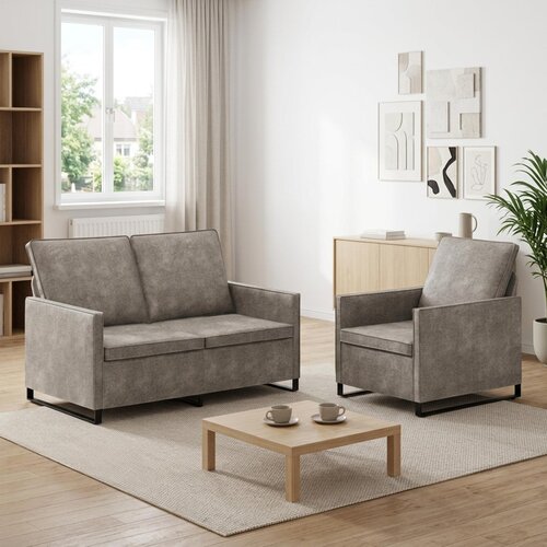  Set sofe 2 pcs Svjetlosiva Umjetni sued Slike
